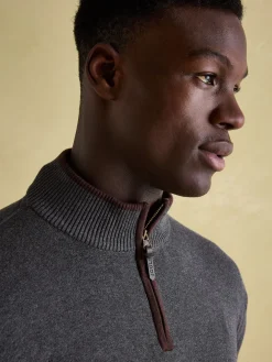 Hillside Charcoal Grey Quarter Zip Knit Jumper