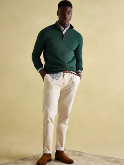 Hillside Dark Green Quarter Zip Knit Jumper