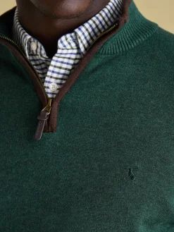 Hillside Dark Green Quarter Zip Knit Jumper