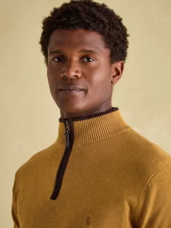 Hillside Dark Yellow Quarter Zip Knit Jumper