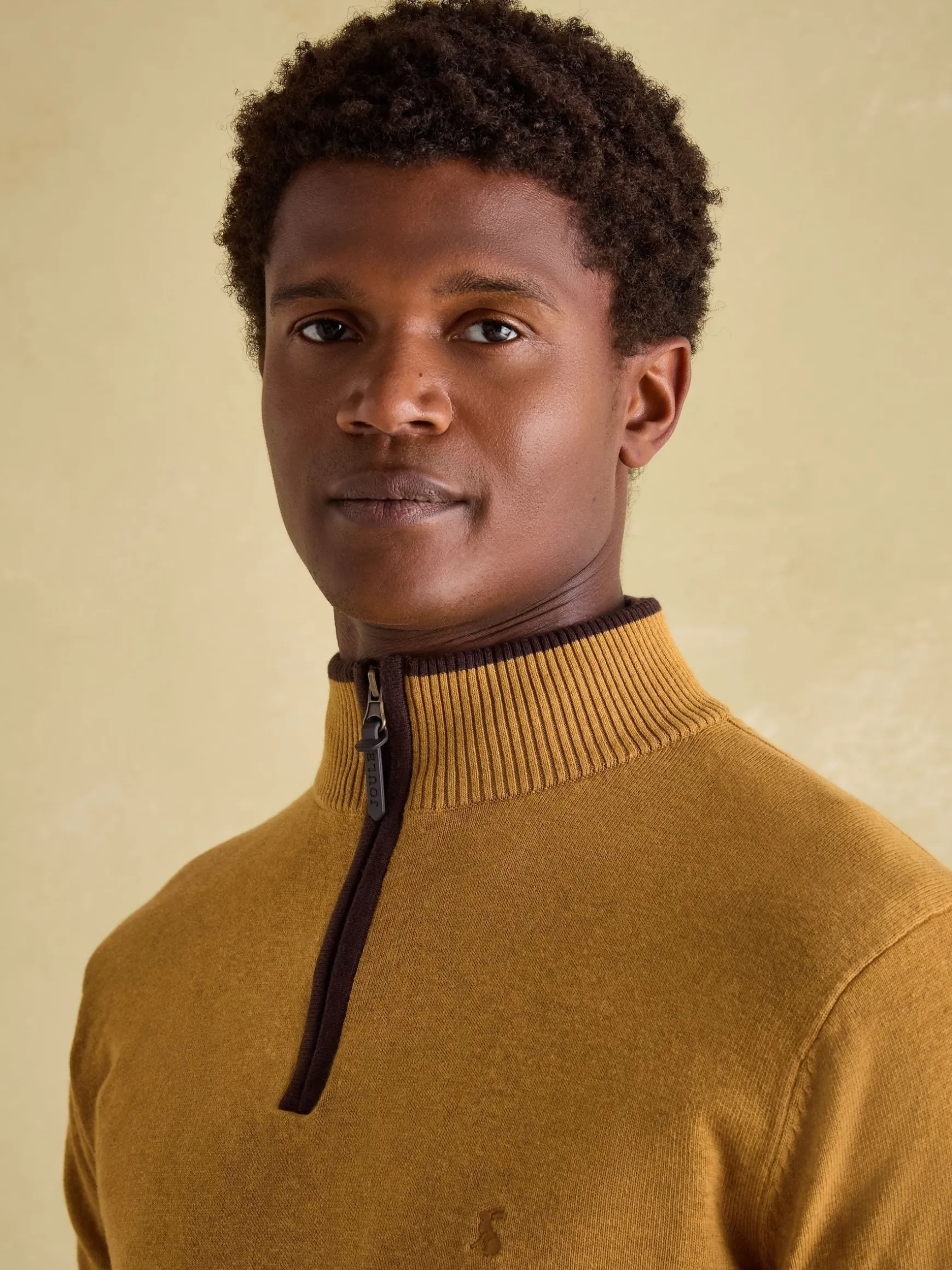 Hillside Dark Yellow Quarter Zip Knit Jumper