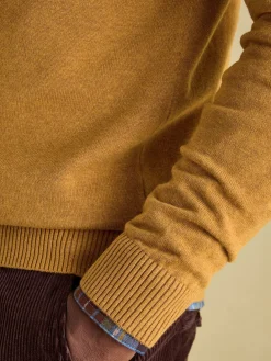 Hillside Dark Yellow Quarter Zip Knit Jumper