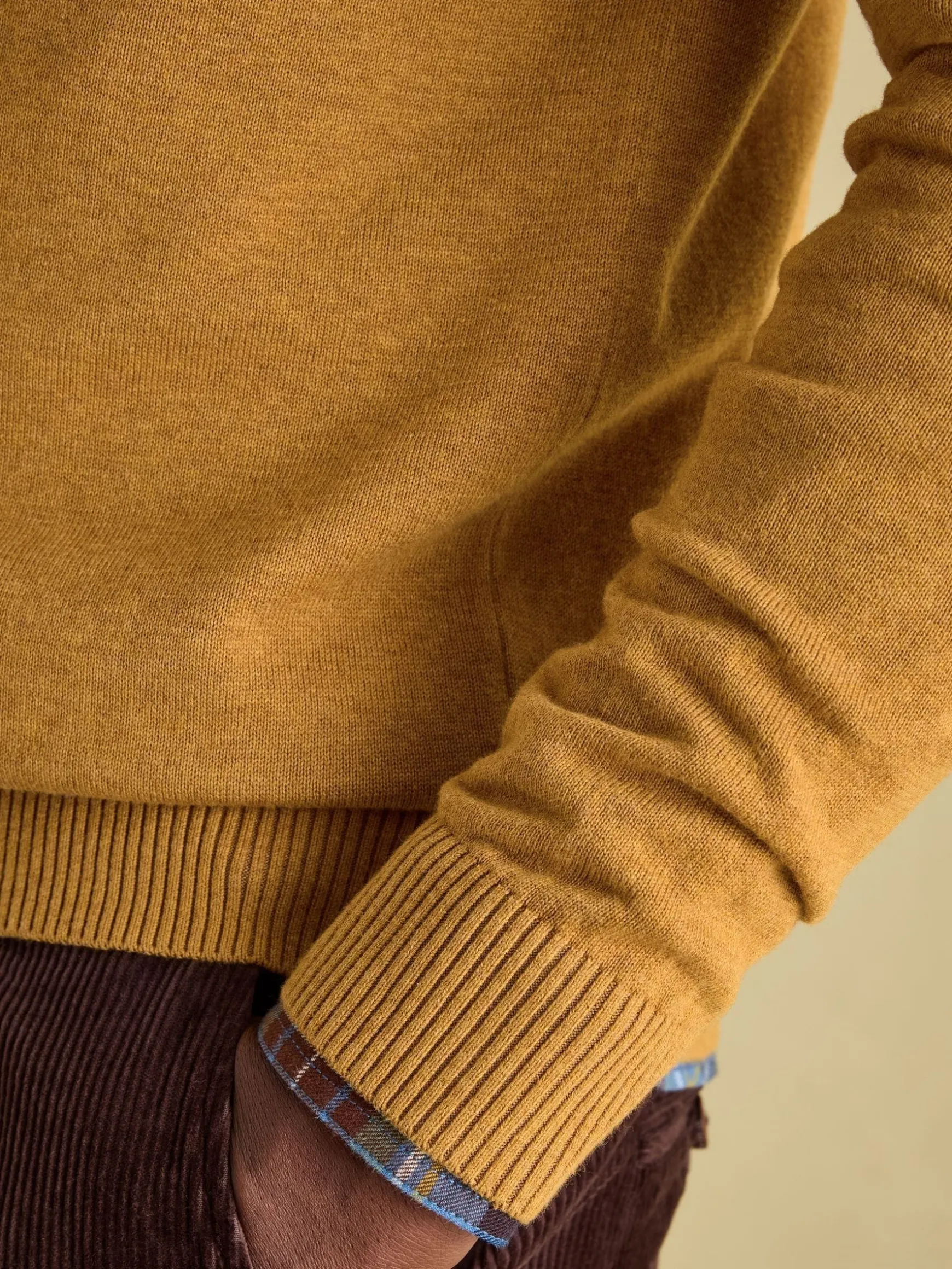 Hillside Dark Yellow Quarter Zip Knit Jumper
