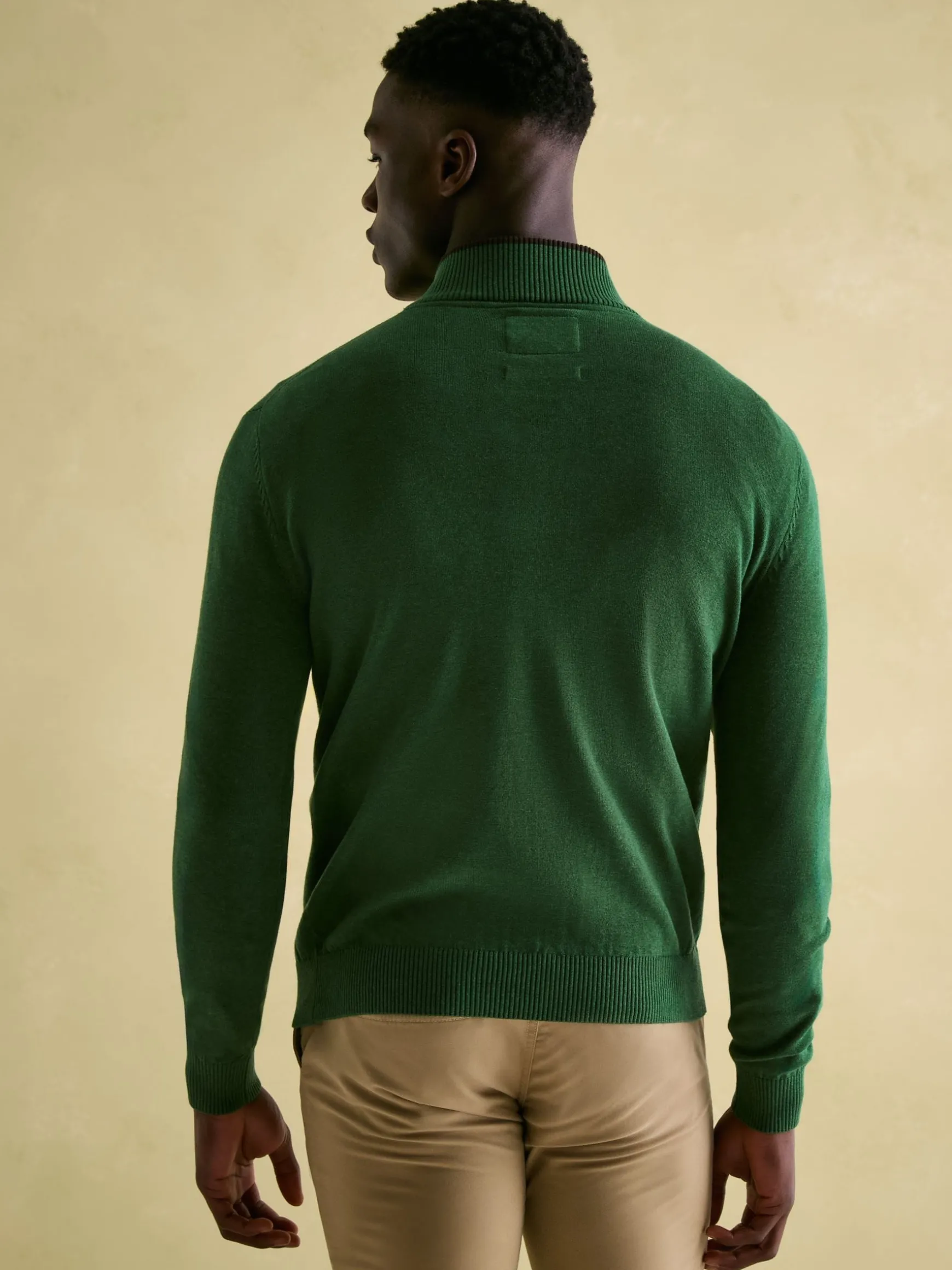 Hillside Green Quarter Zip Knit Jumper