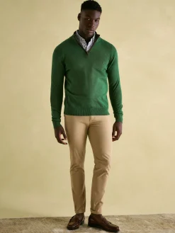 Hillside Green Quarter Zip Knit Jumper