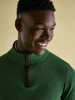 Hillside Green Quarter Zip Knit Jumper