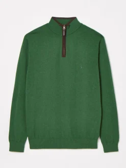 Hillside Green Quarter Zip Knit Jumper
