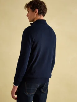 Hillside Navy Blue Quarter Zip Knit Jumper