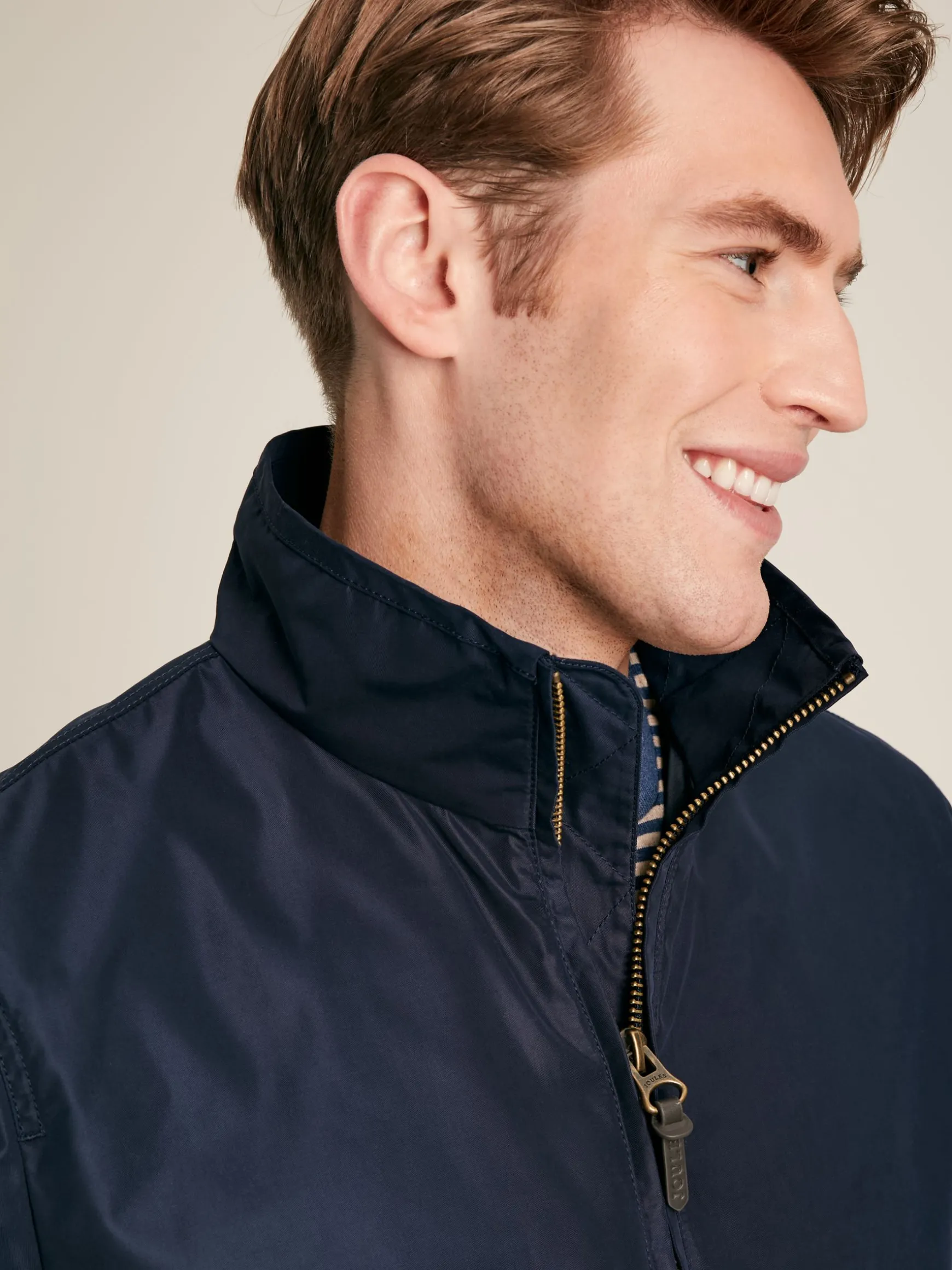 Hillway Navy Blue Collared Harrington Jacket