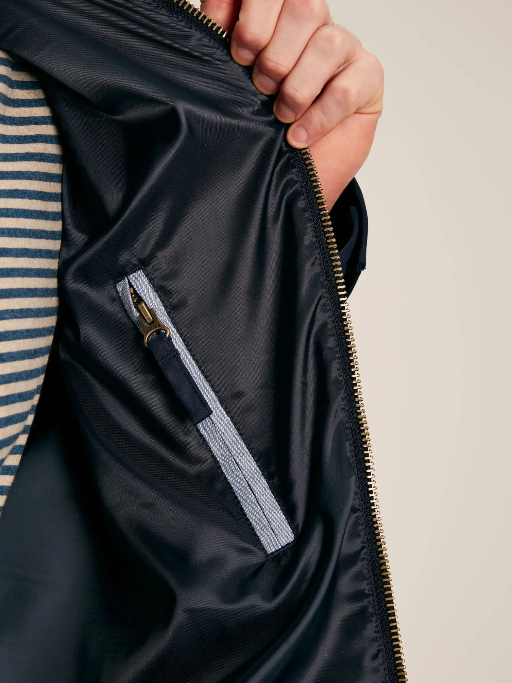 Hillway Navy Blue Collared Harrington Jacket