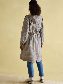 Holkham Brown Check Waterproof Packable Raincoat With Hood