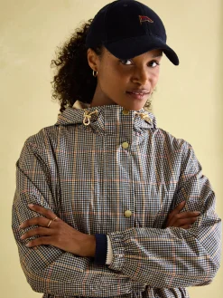 Holkham Brown Check Waterproof Packable Raincoat With Hood