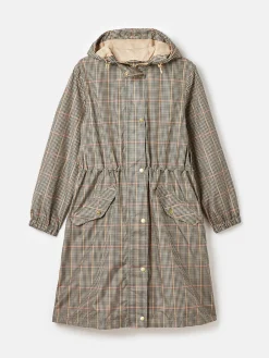 Holkham Brown Check Waterproof Packable Raincoat With Hood