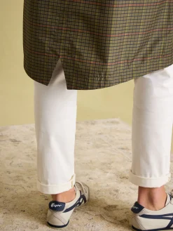 Holkham Khaki Green Check Waterproof Packable Raincoat With Hood