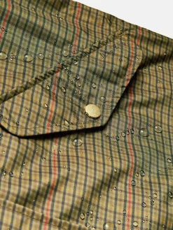 Holkham Khaki Green Check Waterproof Packable Raincoat With Hood