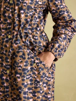 Holkham Tan Leopard Waterproof Packable Raincoat With Hood