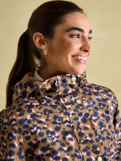 Holkham Tan Leopard Waterproof Packable Raincoat With Hood