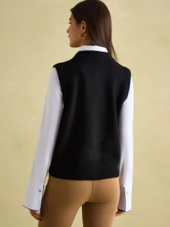 Holly Black Regular Fit Knitted Vest