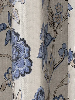 Indienne Floral Set of 2 Blue Blackout Eyelet Curtains