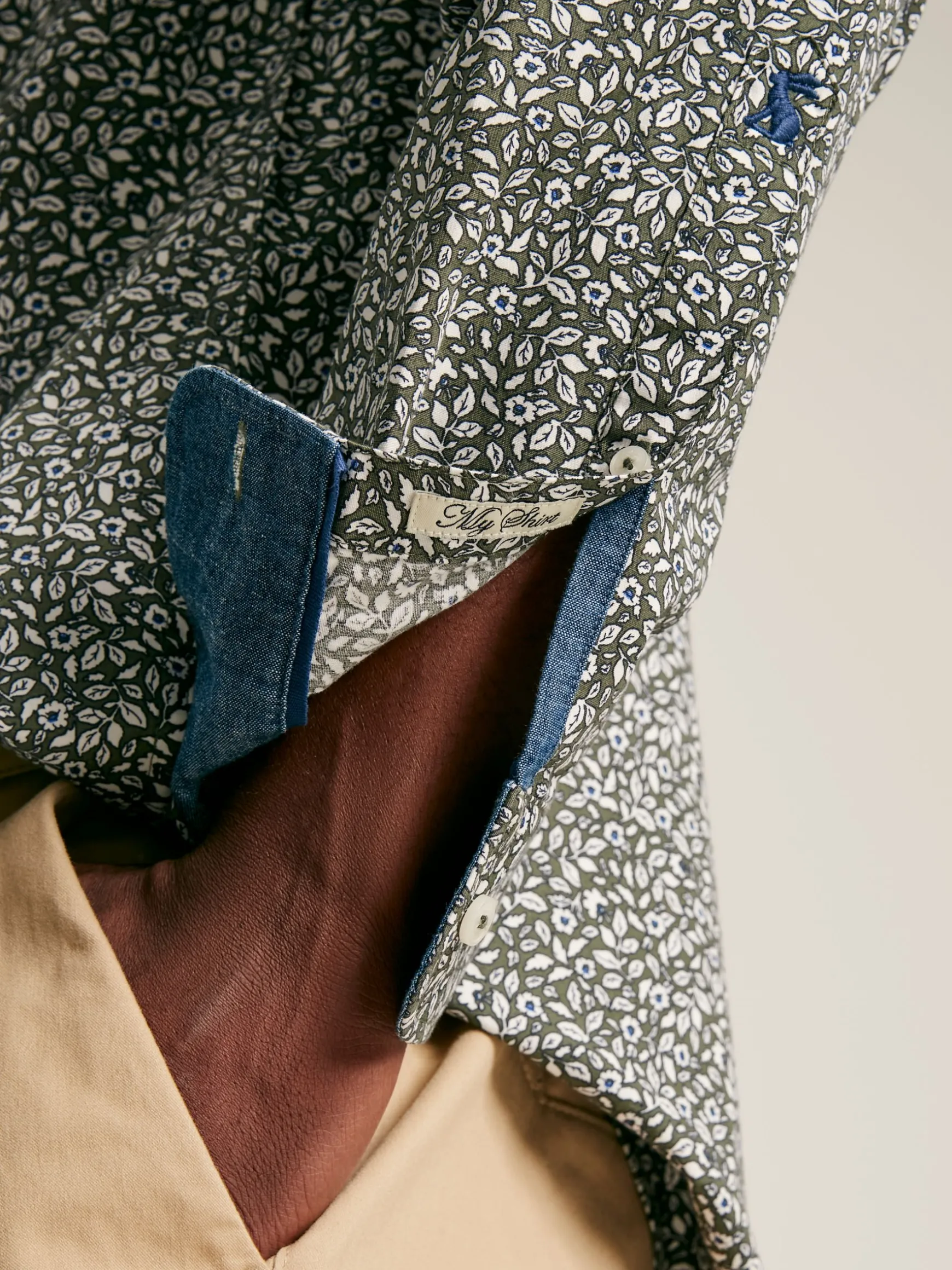 Invitation Green Floral Cotton Shirt