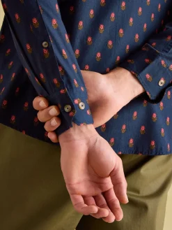 Invitation Navy Ditsy Cotton Shirt