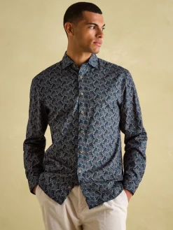 Invitation Navy Paisley Cotton Shirt