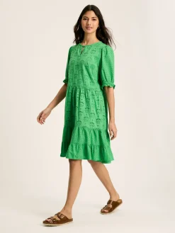 Isabel Green Cotton Broderie Dress