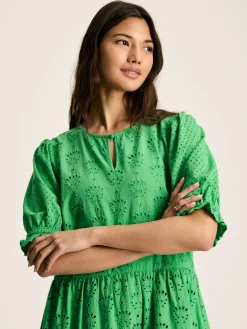 Isabel Green Cotton Broderie Dress