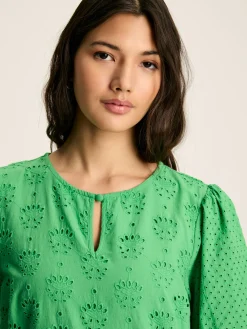 Isabel Green Cotton Broderie Dress