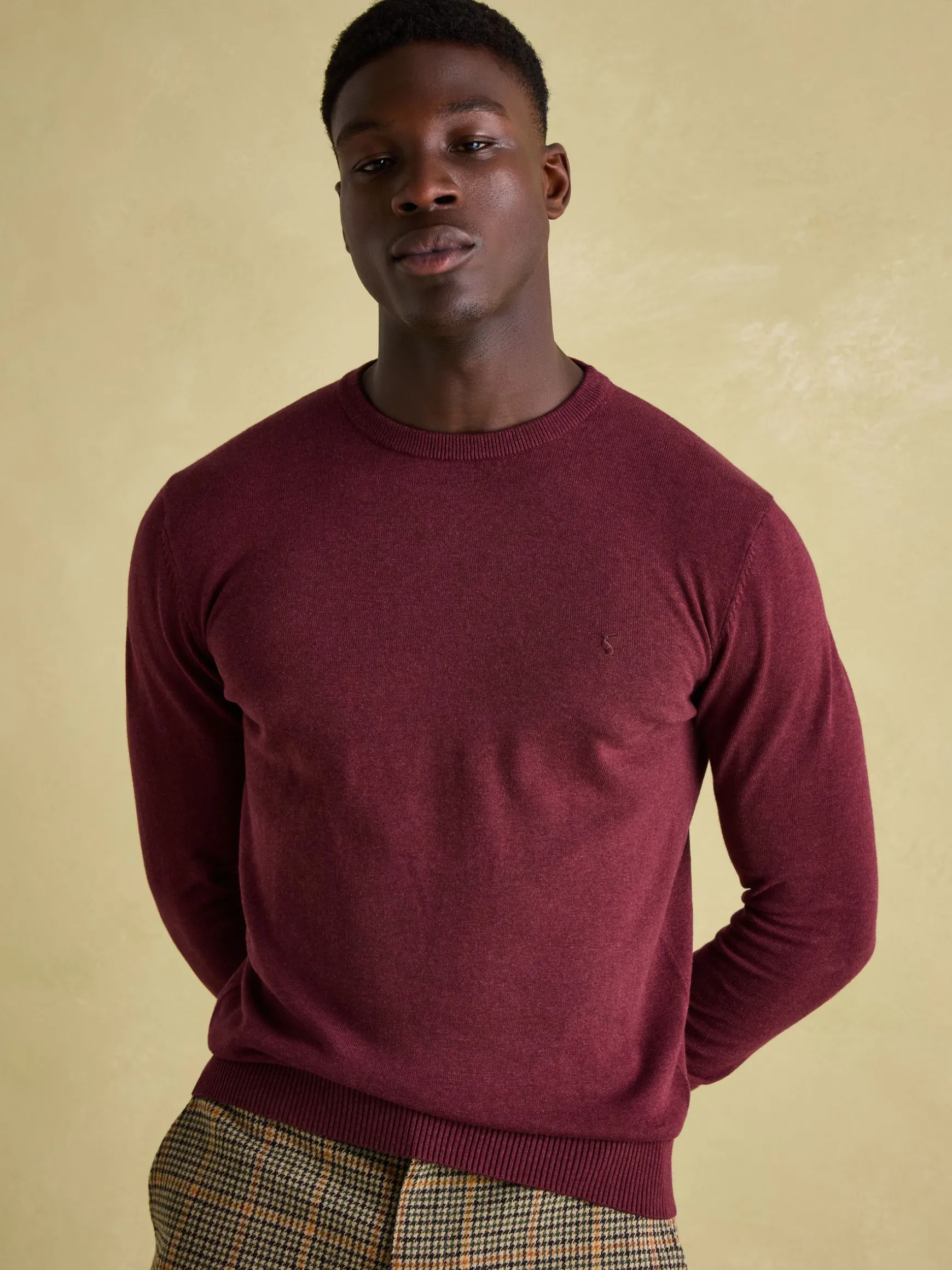 Jarvis Burgundy Crew Neck Knitted Jumper