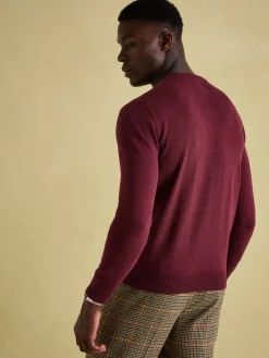 Jarvis Burgundy Crew Neck Knitted Jumper