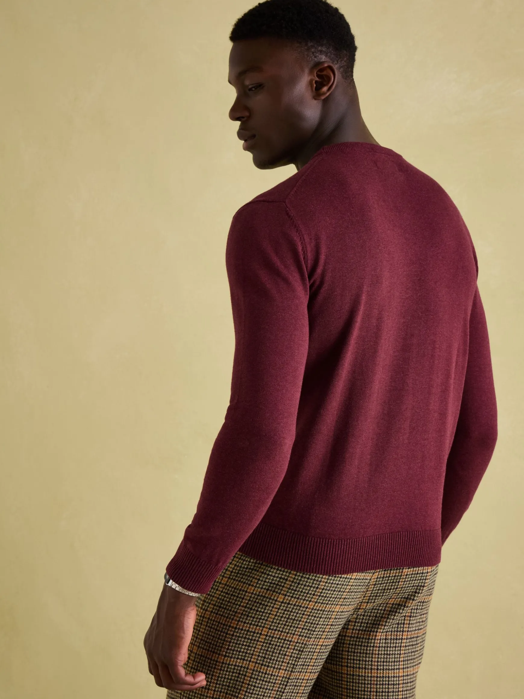 Jarvis Burgundy Crew Neck Knitted Jumper