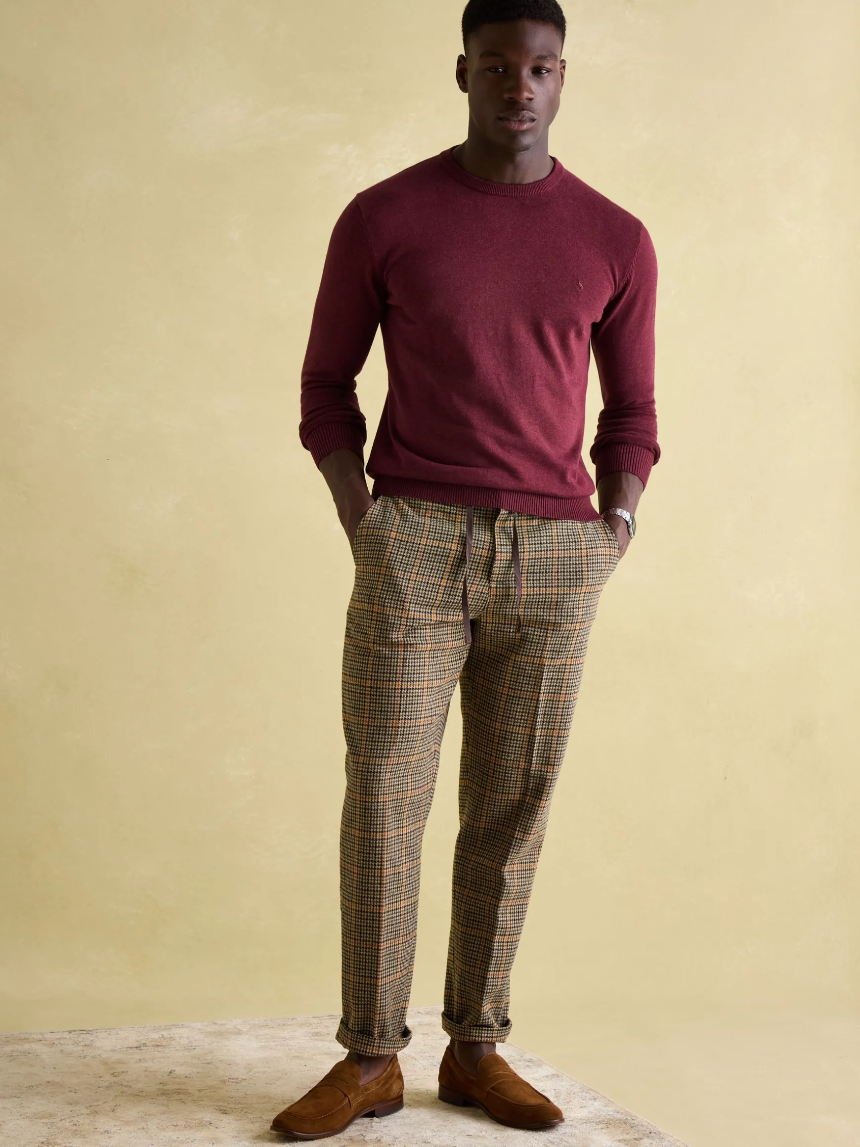 Jarvis Burgundy Crew Neck Knitted Jumper