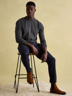 Jarvis Charcoal Grey Crew Neck Knitted Jumper