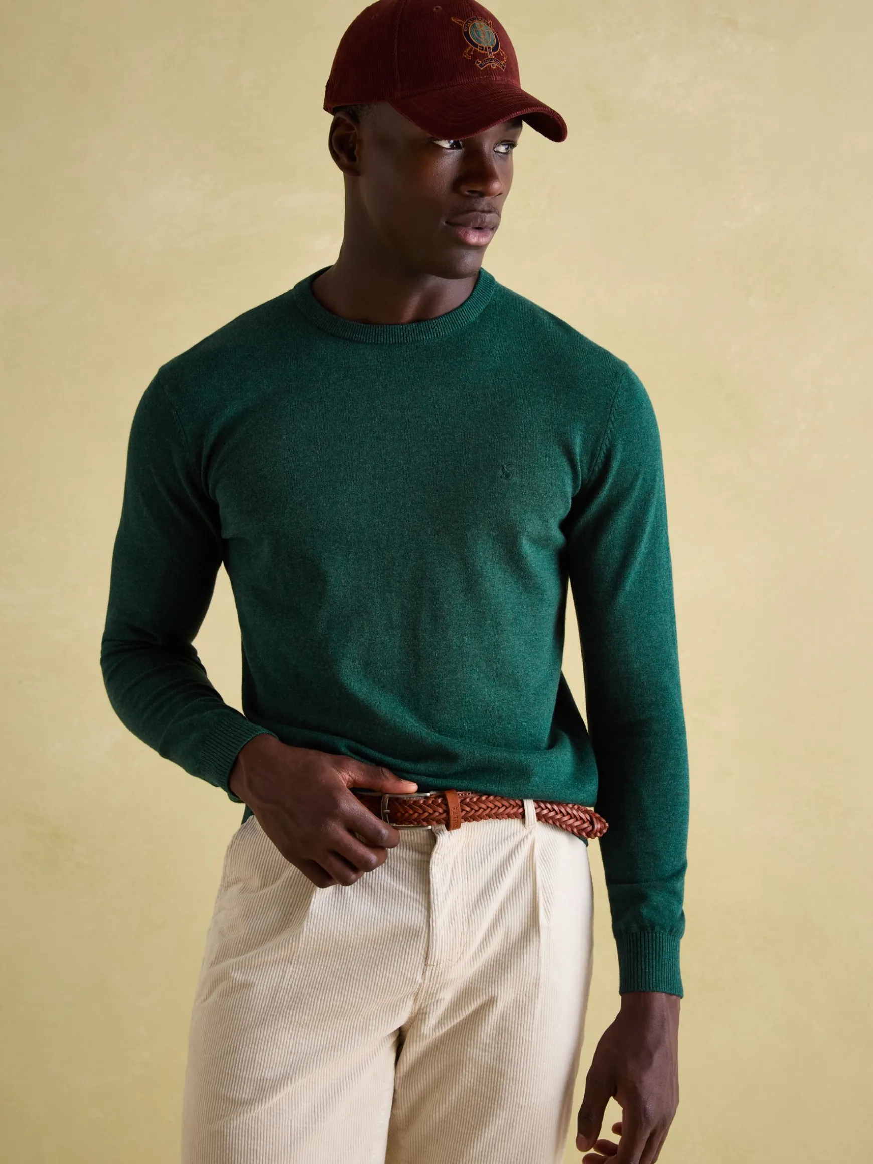Jarvis Dark Green Crew Neck Knitted Jumper