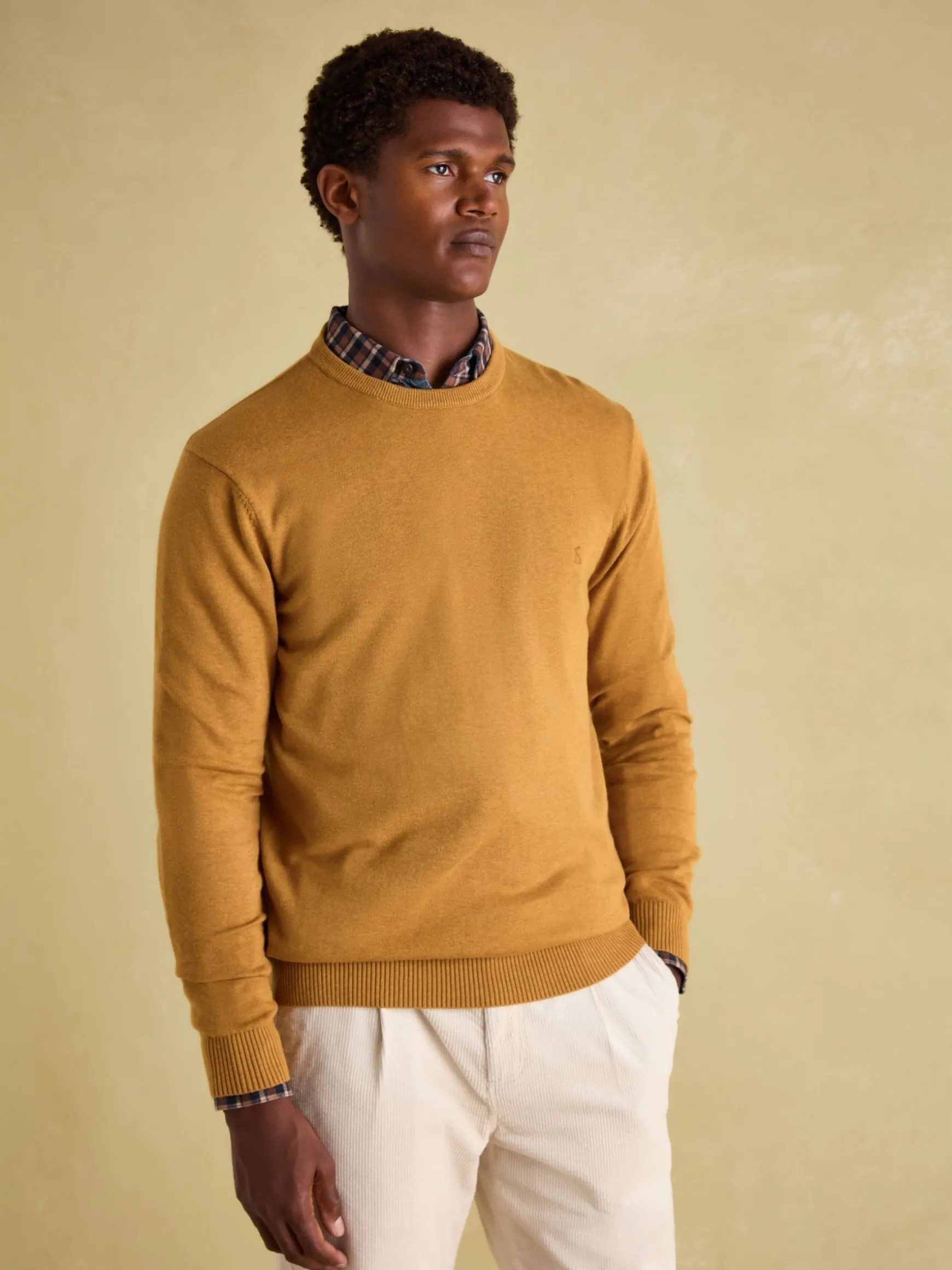 Jarvis Dark Yellow Crew Neck Knitted Jumper