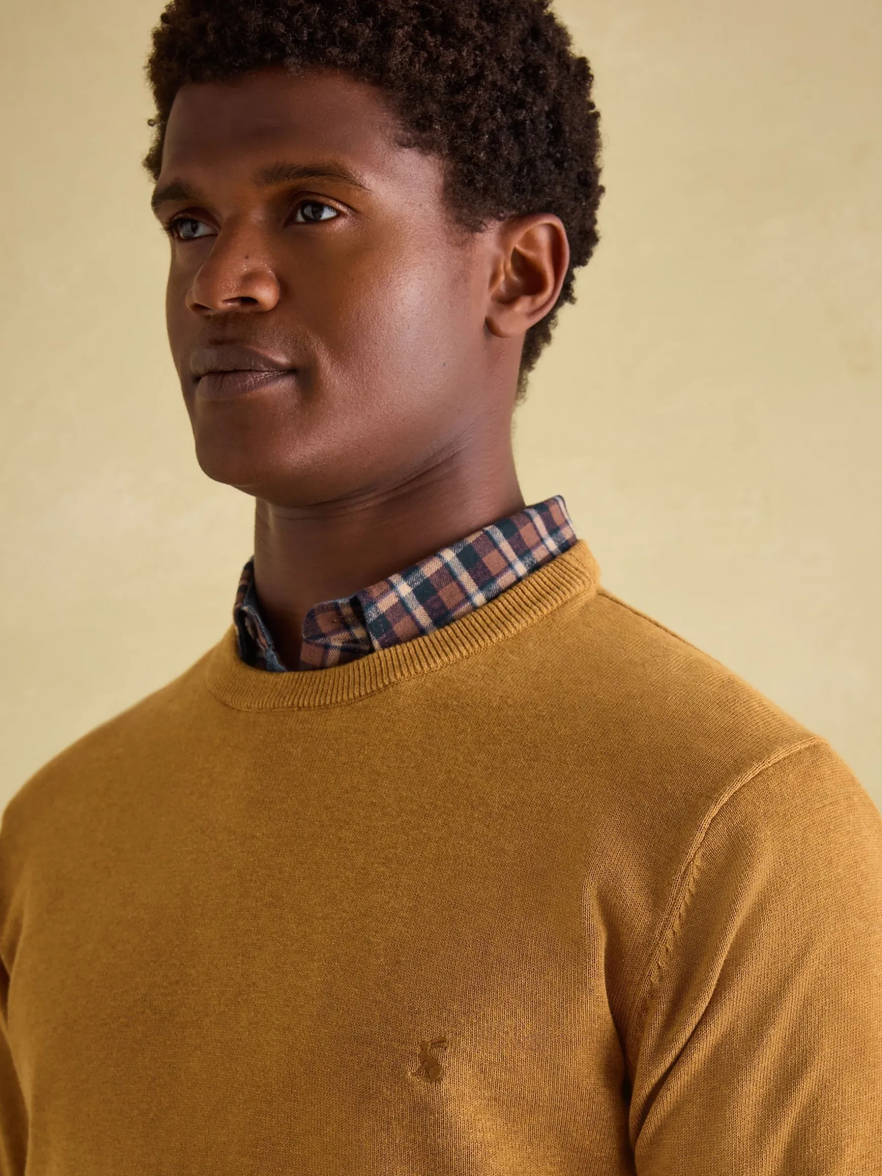 Jarvis Dark Yellow Crew Neck Knitted Jumper