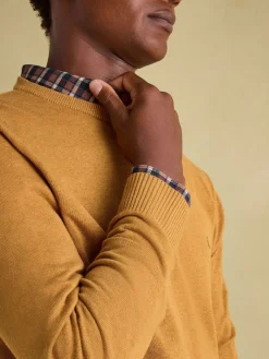Jarvis Dark Yellow Crew Neck Knitted Jumper