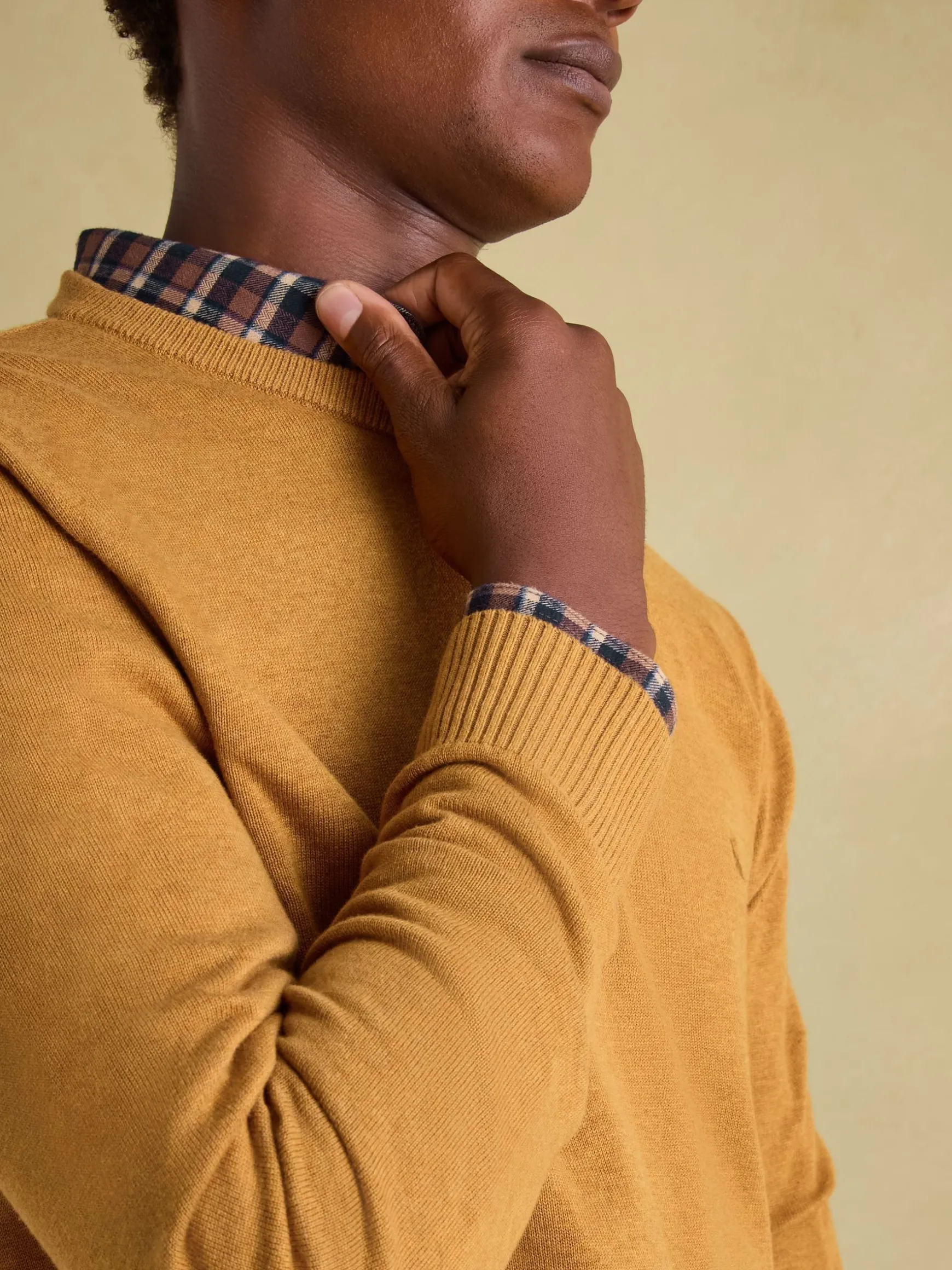 Jarvis Dark Yellow Crew Neck Knitted Jumper