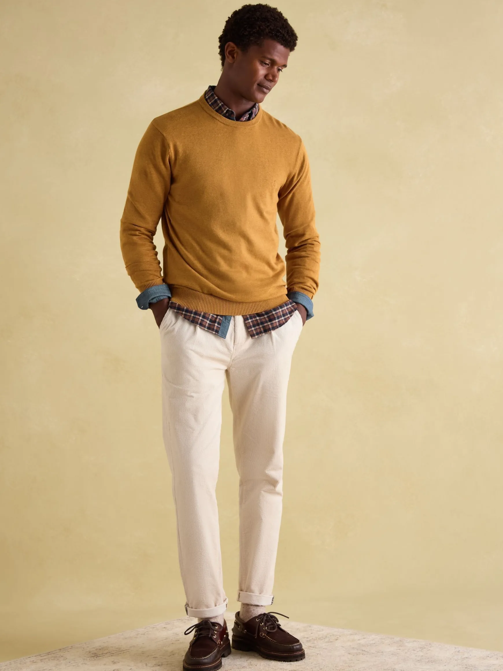 Jarvis Dark Yellow Crew Neck Knitted Jumper