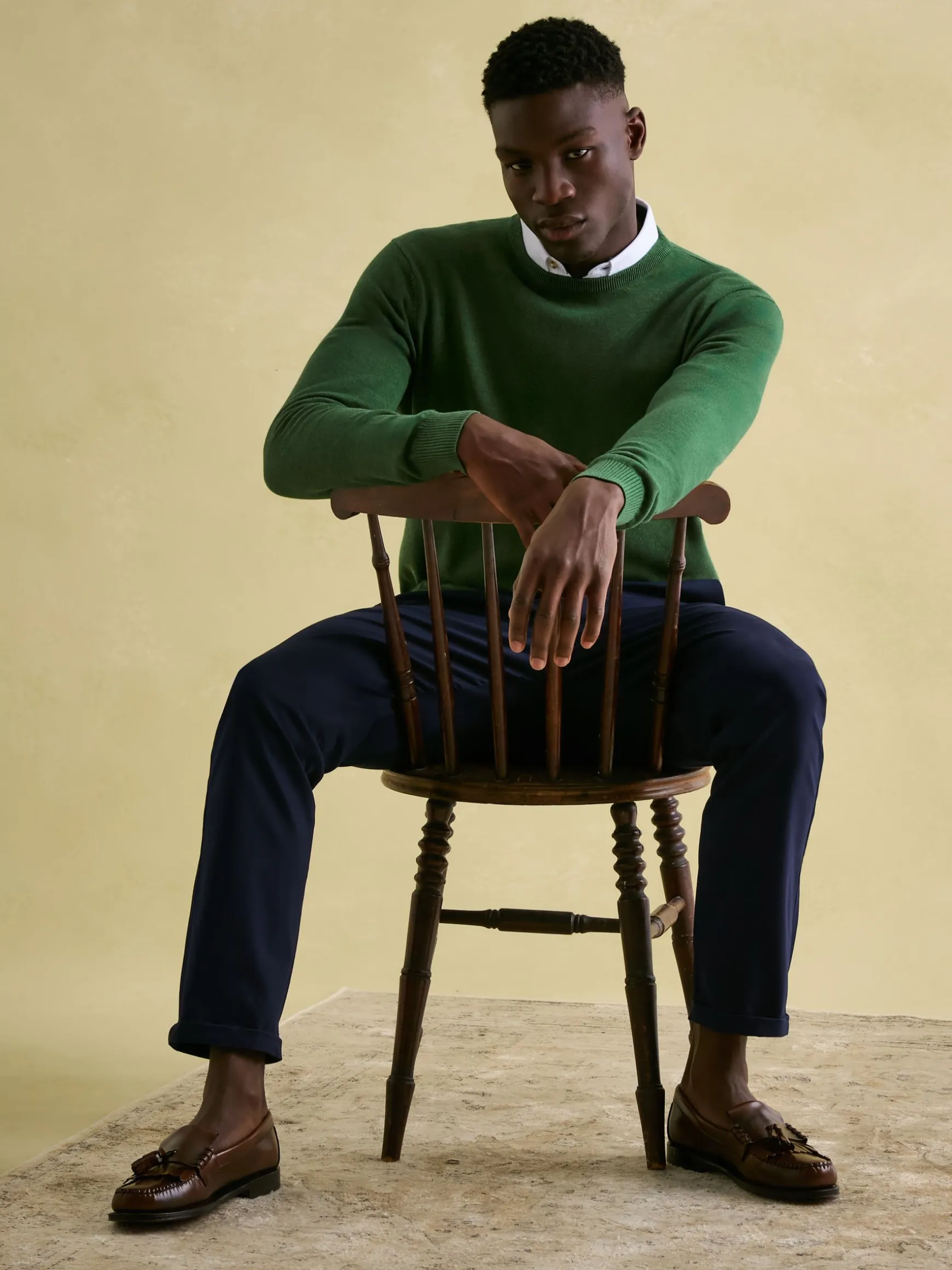 Jarvis Green Crew Neck Knitted Jumper
