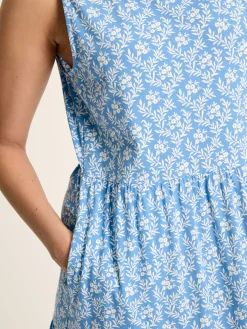 Jayne Blue Jersey Tiered Dress