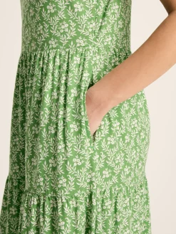 Jayne Green Jersey Tiered Dress