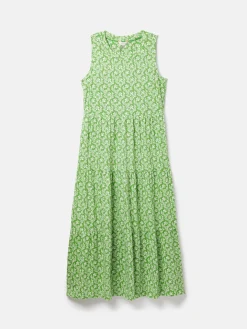 Jayne Green Jersey Tiered Dress