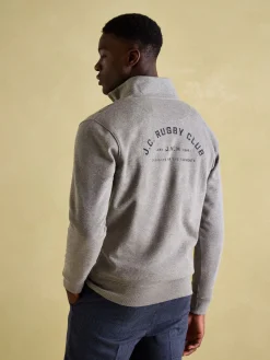 Jenkins Grey Marl Quarter Zip Graphic Sweatshirt