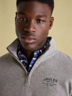 Jenkins Grey Marl Quarter Zip Graphic Sweatshirt