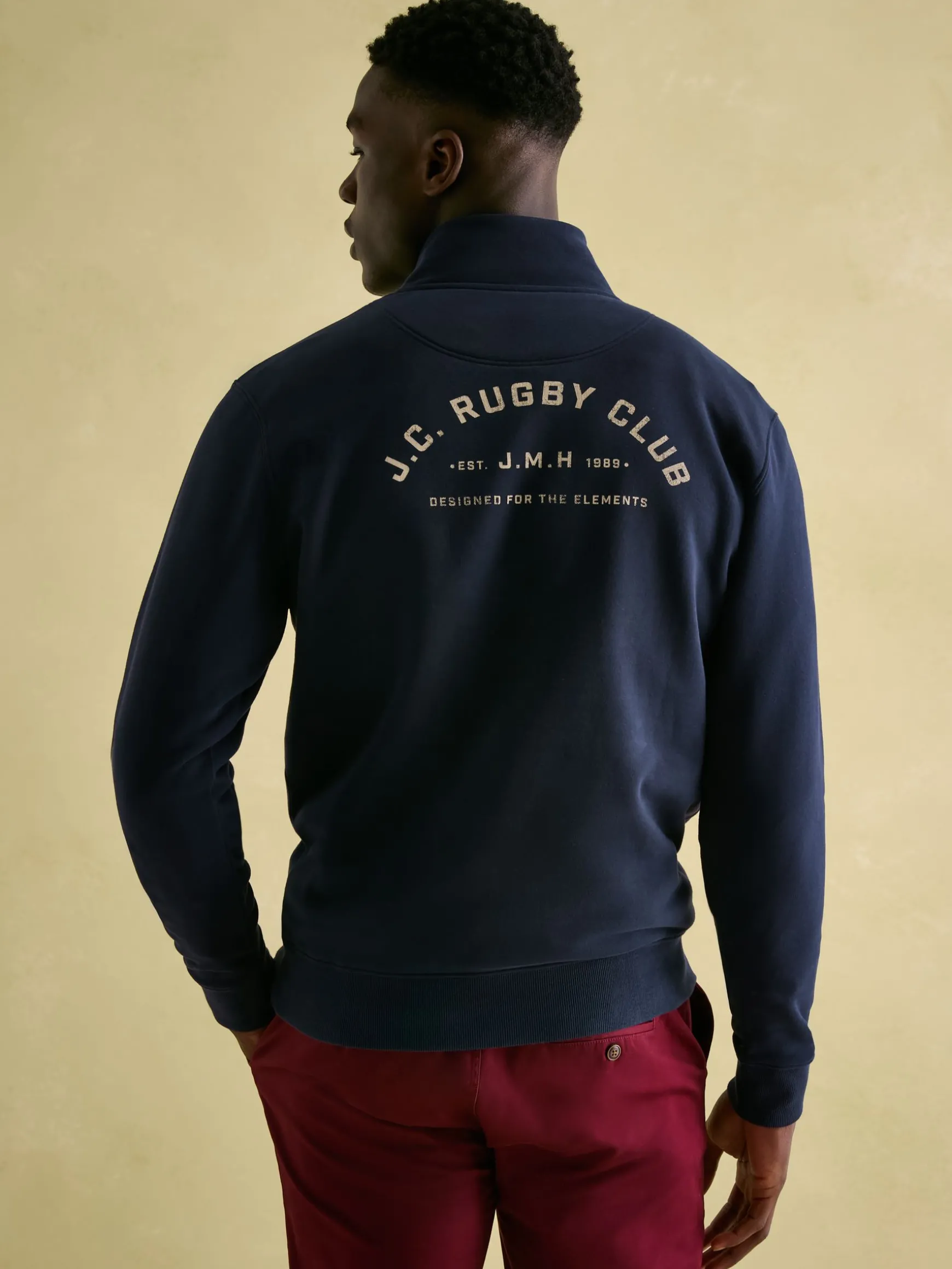 Jenkins Navy Blue Quarter Zip Graphic Sweatshirt