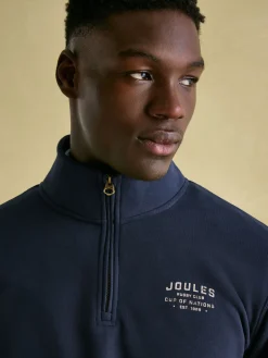 Jenkins Navy Blue Quarter Zip Graphic Sweatshirt