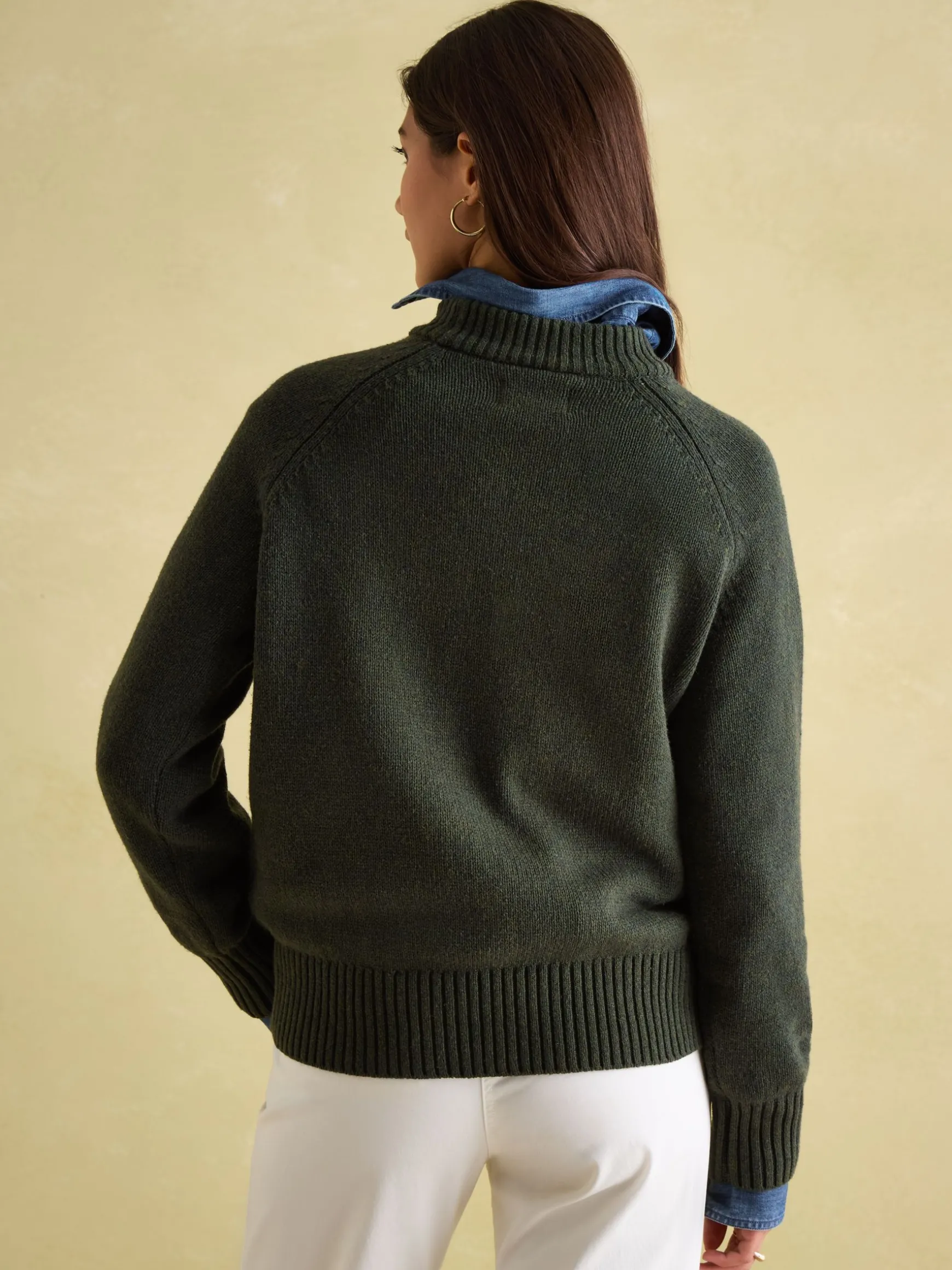 Jonty Dark Green Intarsia Fox Knit Jumper