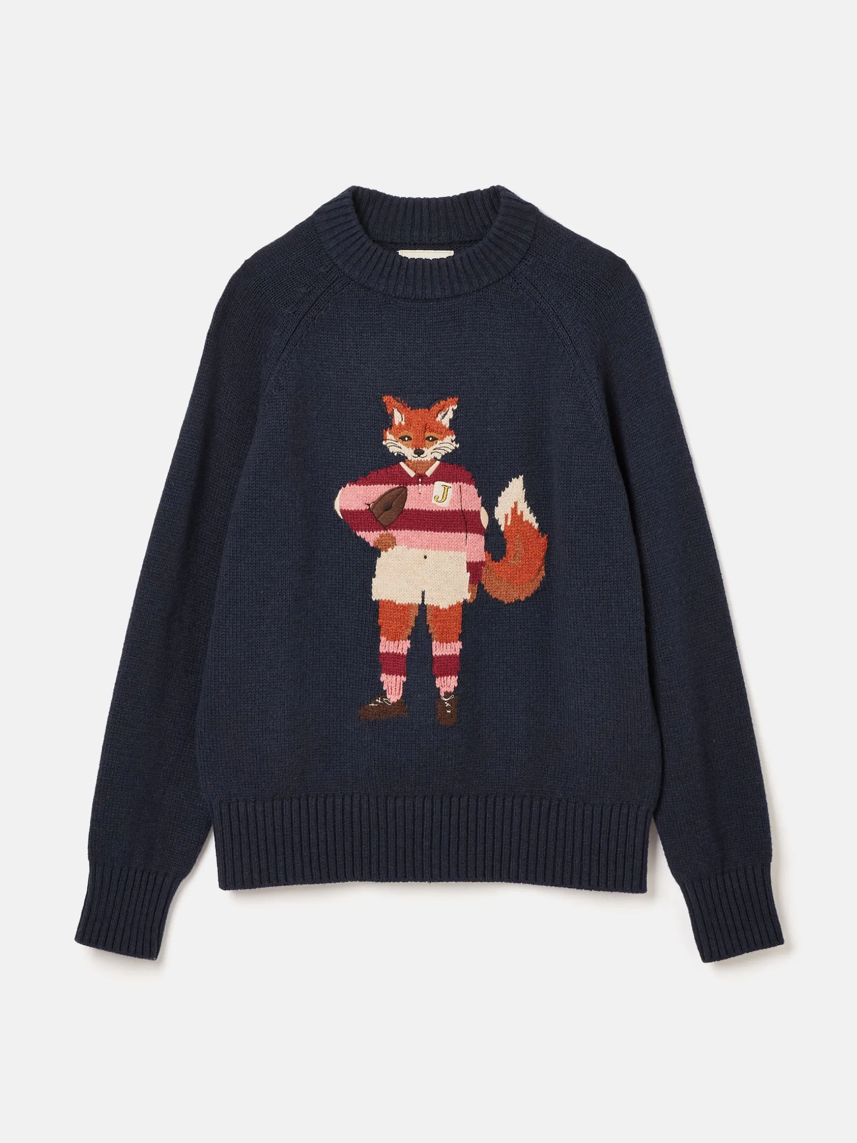 Jonty Navy Blue Intarsia Fox Knit Jumper